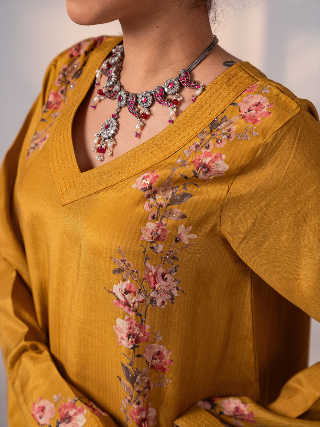 Muslin Printed Hand Embroidered Unstitched Suit Set